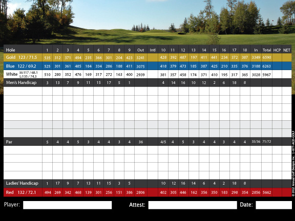 Eagle Rock Golf Course score card